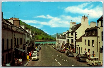 Inveraray with People on Main Street and Loch Fyne - Scotland - Postcard 8356