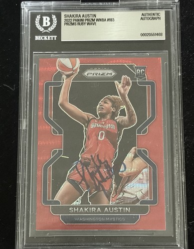 Shakira Austin Signed 2022 Panini WNBA Ruby Wave Prizm # 183 RC BAS Autograph