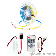 5V COB light strip and controller 320 LED/meter red blue yellow green warm white