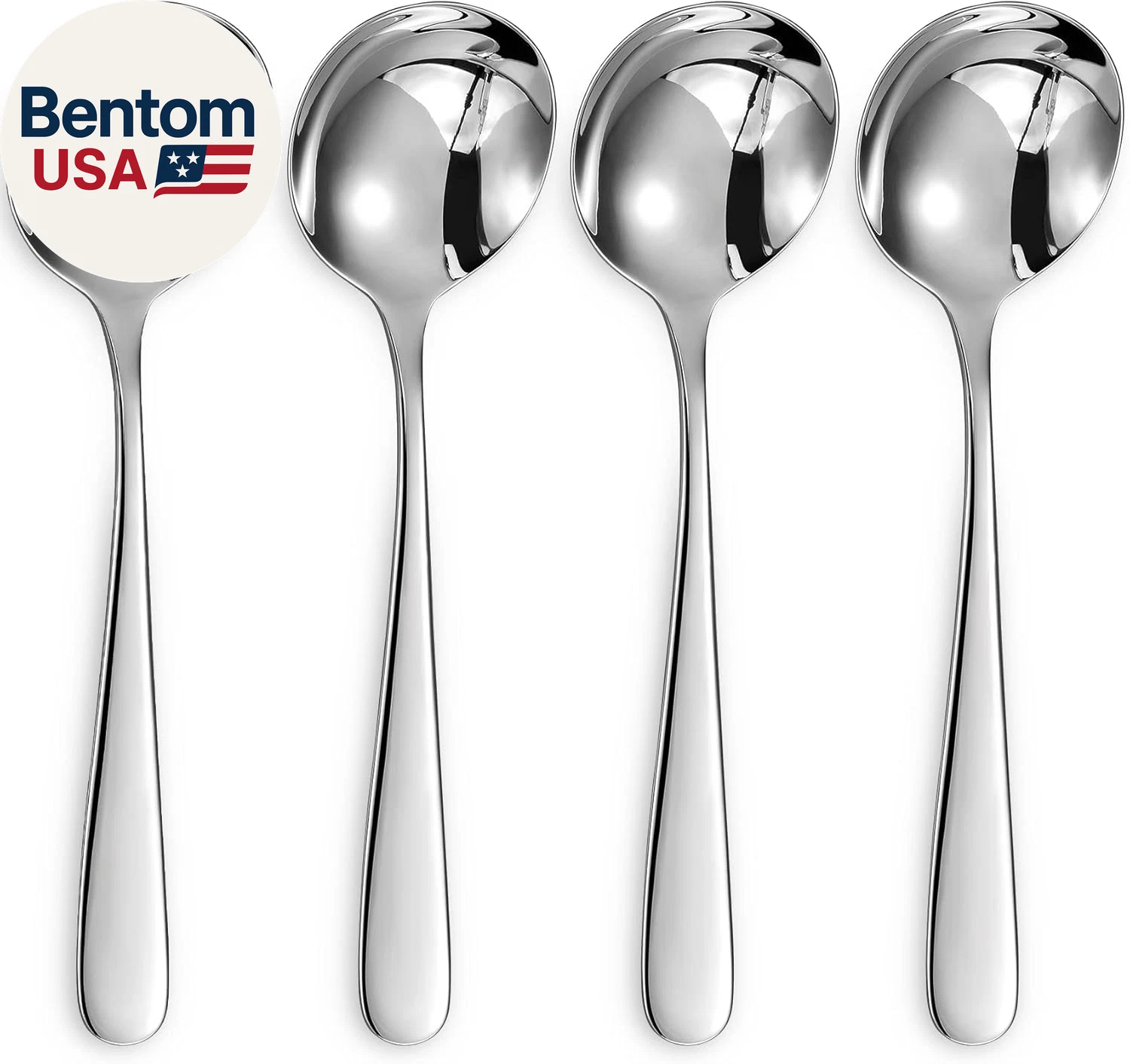 Premium 7" Louise Soup Spoons, 18/10 Stainless Steel, Dishwasher Safe (4)