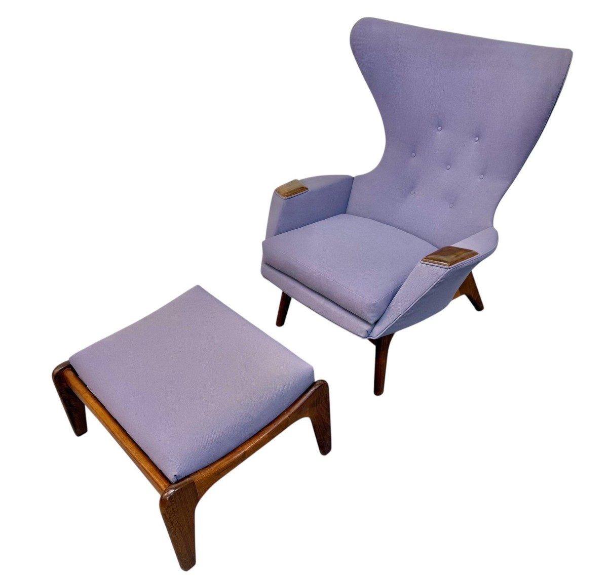 Mid-Century Modern Adrian Pearsall Walnut Wing Chair Ottoman