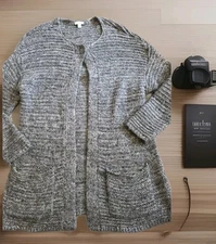 Pure Jill Sweater Cardigan Wool Cashmere Mohair Blend Womens Size Medium    C37