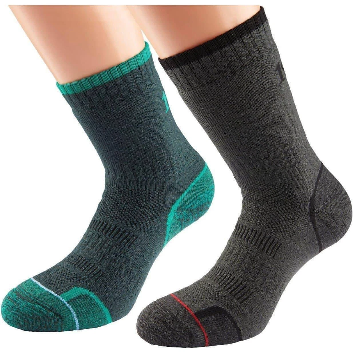 1000 Mile Twin Pack Walking Socks Green Mens Anti Blister Outdoor Support Hiking