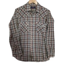 Vintage Pearl Snap Western Shirt Men's Size Large Long Sleeve "Stain"