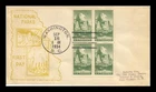 DR JIM STAMPS US COVER ZION NATIONALPARK FDC SCOTT 747 BLOCK OF 4