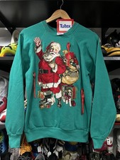 Vintage Tultex Ugly Xmas Santa Christmas Sweatshirt Size M Made In USA