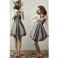 HITHERTO 0 Mauve Purple Strapless Bubble Hem Dress Silk BHLND Wedding Cocktail