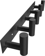 Black Hat and Coat Wall Mount Rack 5 Hooks for Robes, Bags, Keys, and Towels ...