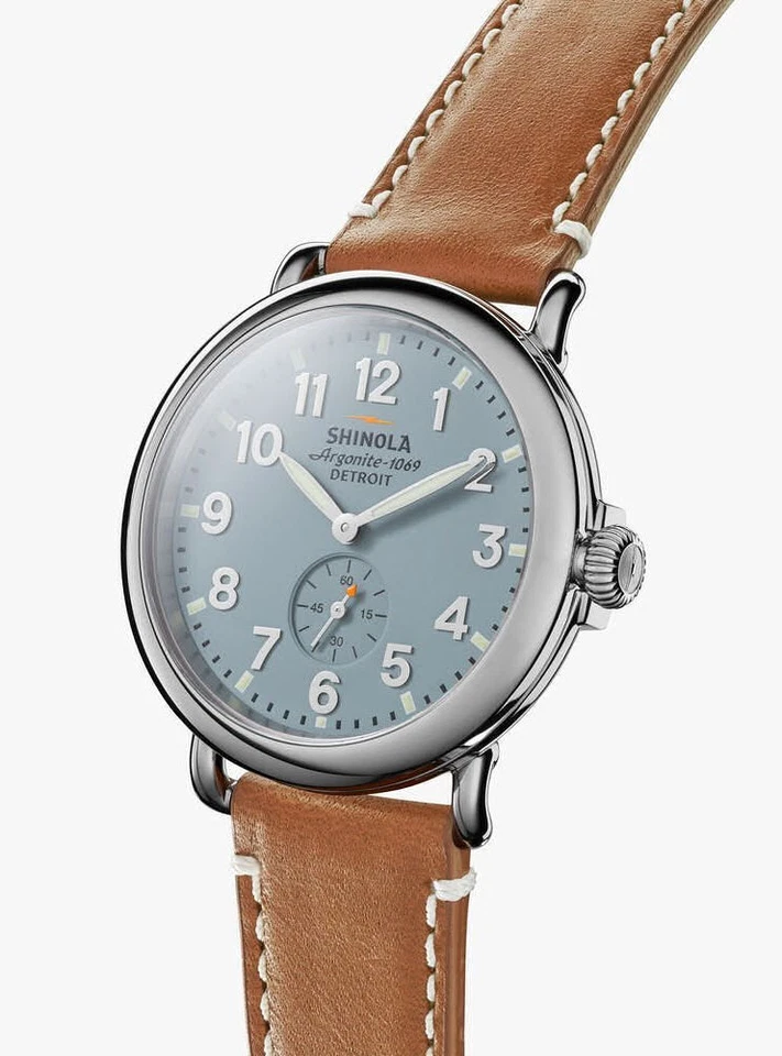 Relógio unissex Shinola Runwell aço inoxidável ardósia mostrador cor azul, S0110000024 - Imagem 3 de 4