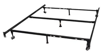 7-Leg Heavy Duty Metal Queen Size Bed Frame with Center Support & Locking Wheels