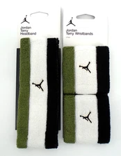 Nike Jordan Headband & Wristbands Set Men's Olive/Sail/Black