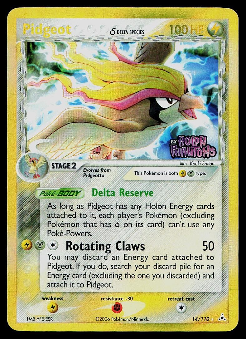 Pokemon Card Holon Phantoms Pidgeot 14/110 Reverse Holo STAMPED