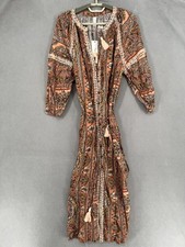 Tigerlily Dress Womens 10 Orange NWT Keyhole Tassel Button Long Tie Belt Paisley