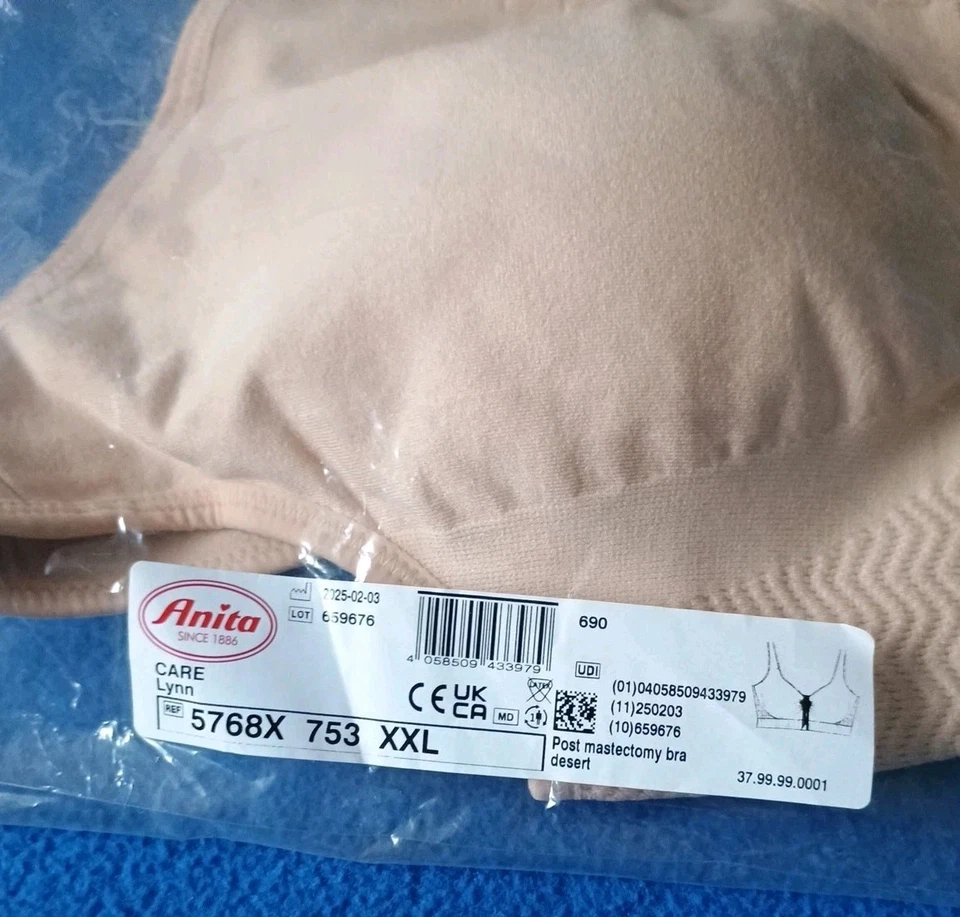 Anita Mastectomy Nude Bra Zip Front Adjustable Straps, XXL - Style Lynn - Image 4 of 4