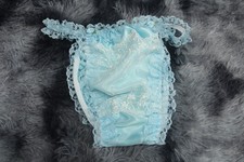  A293 2XL/ElasticW.24-44" Vtg Style Blue Satin Bikini Thong Panties Underwear
