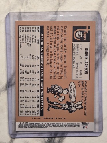 2002 Topps Archives Reserve Reggie Jackson Karte #13 - Bild 2 von 2