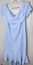 Boohoo Dress Womens 20 Blue Plus Ruffle Fishtail Midi Off Shoulder Mermaid NEW