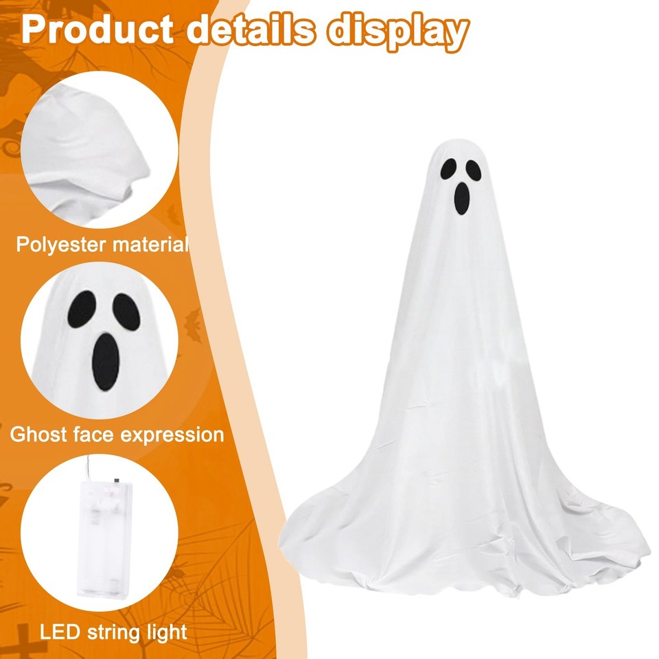 EcoGleam Halloween Geister-Deko | 1,52m Schwebender Geist Mit Lichtern