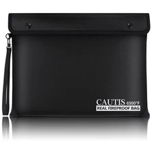 6500℉ Real Fireproof Document Bag, Wallet with Fire Proof Zipper, 8 Layer Mat...