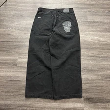 Vintage JNCO Jeans Black Skull Patch Y2K Wide Leg Men’s Size 36x30 Grail 2000s