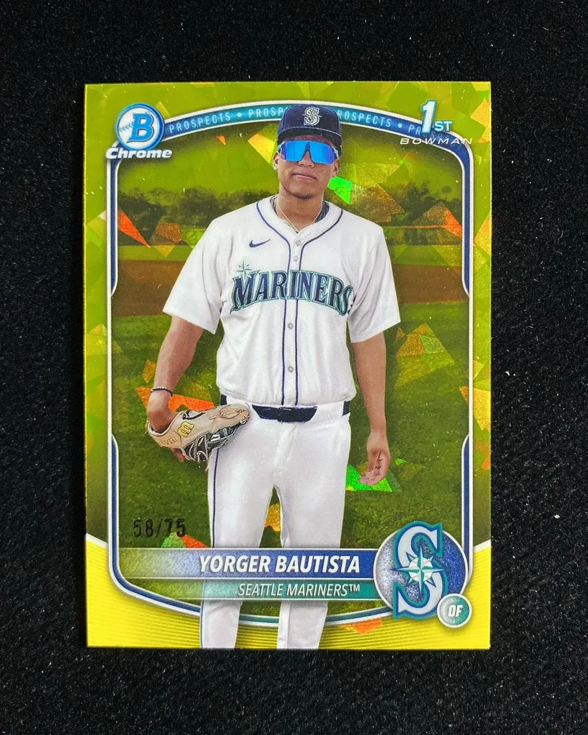 2025 Topps Bowman Chrome Sapphire Yellow Yorger Bautista 1st 58/75 Mariners LXHM