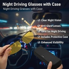 Clear Night Anti-Glare Night Driving Glasses with Case