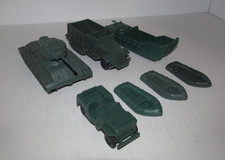 Vintage Marx Battleground Playset Green Tank Jeep Halftrack Landing Craft Raft