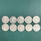 1950s Roosevelt Dimes, Lot of 10, 90% Silver, Circulated