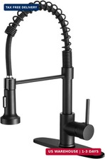 Black Kitchen Faucet with Pull Out Sprayer Stainless Steel Single Handle Spring