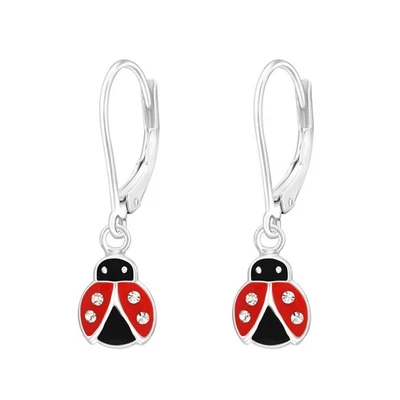 Marienkäfer Kinder Ohrhänger Ohrringe 925 Silber Mädchen Ohrstecker Schmuck - Bild 1 von 4