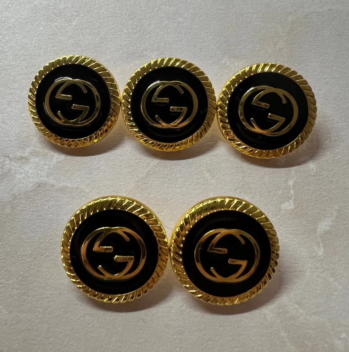 Gold Black Set 4 Buttons Ø 20 mm Gucci GG Replacement Button Designer Beauty thumbnail 4