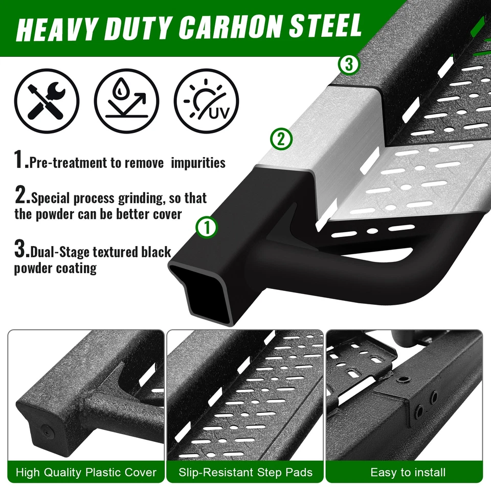 Running Boards For 07-18 Silverado/Sierra 1500 Crew Cab Hefty Main Bar Drop Step Foto 3 de 4