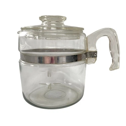 Vintage Pyrex Flameware 6 Cup Glass Coffee Percolator 7756 Pot & Lid Only