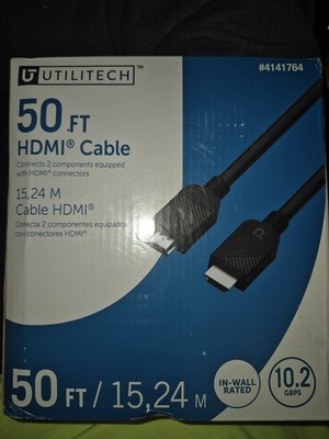 Utilitech 4141764 50ft HDMI Cable High Speed 1080P Ethernet In-Wall Rated New