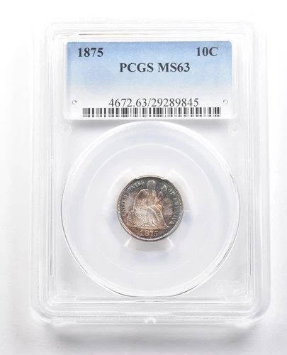 1875 Seated Liberty Dime MS63 PCGS Beautiful Tone *5960