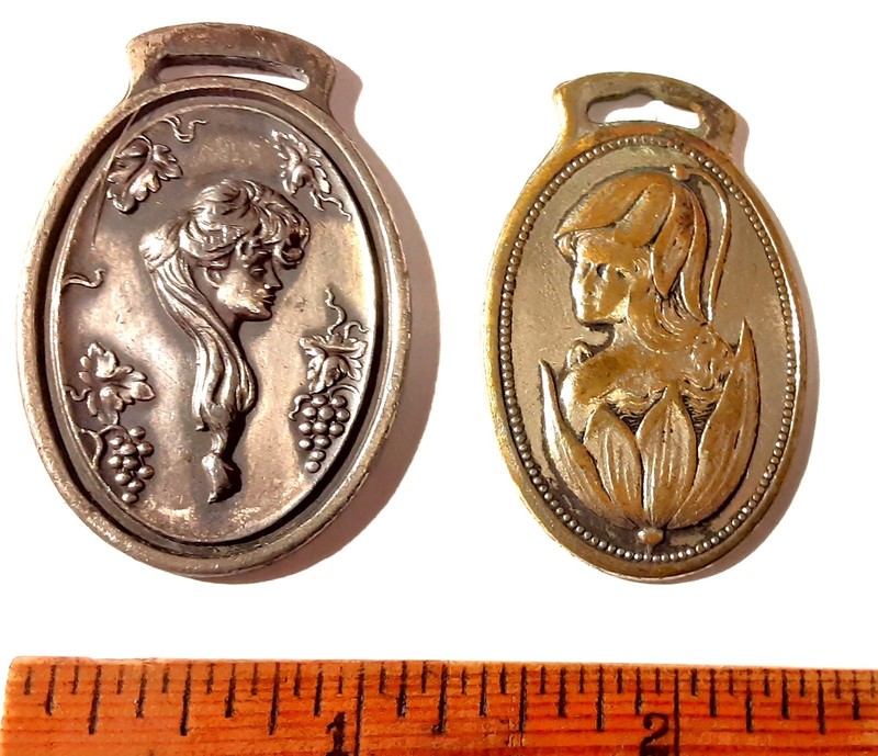 * 2 KILLER * Antique Watch Fobs - Pretty Women Ladies