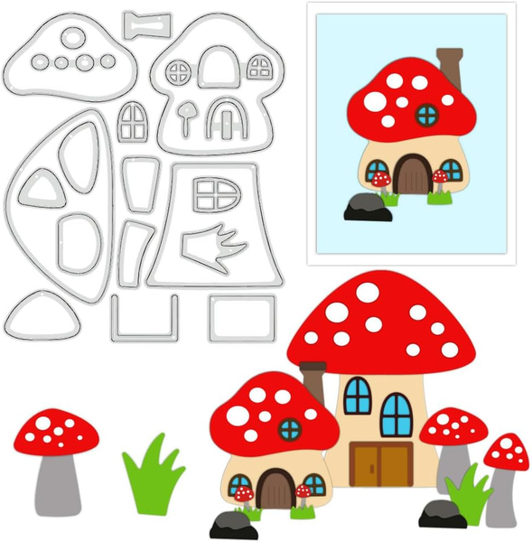 Pilz-Stanzschablonen, Pilzhaus-Stanzschablone Zum Selbermachen Basteln PräGen Fü-image