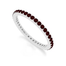 925 Sterling Silver Round 1.5 Ctw Garnet Gemstone Eternity Women Wedding Ring