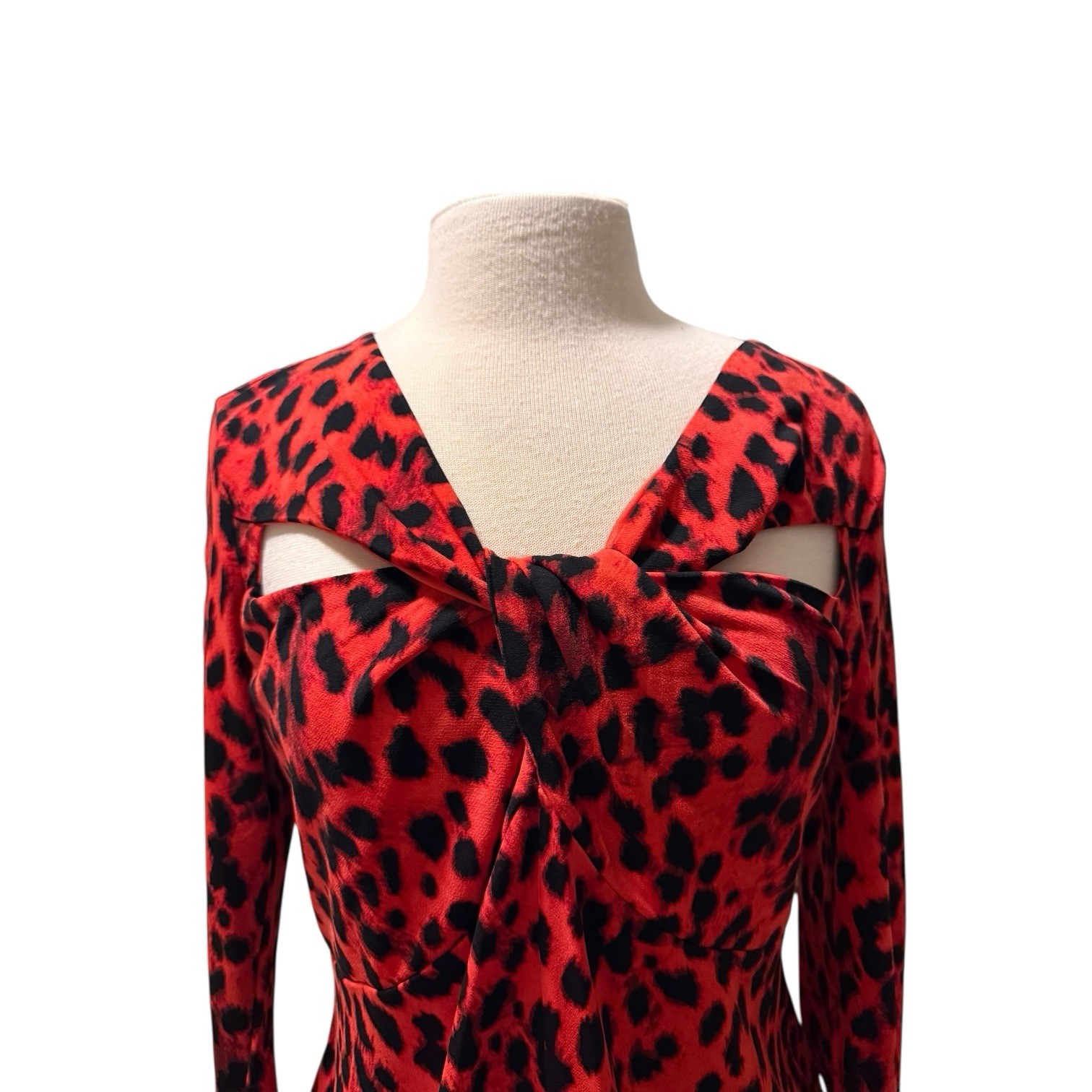 Bold Elements Red Leopard Cutout Long Sleeve Top … - image 2
