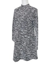 Gap Womens Boucle Mock Neck Swing Sweater Dress Black White Marl Sz Small
