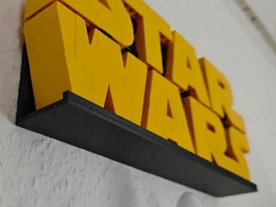 JJ CUSTOM CREATIONS 3D Printed Wall Bracket For LEGO® Star Wars Brick-Built Star Wars™ Logo 75407