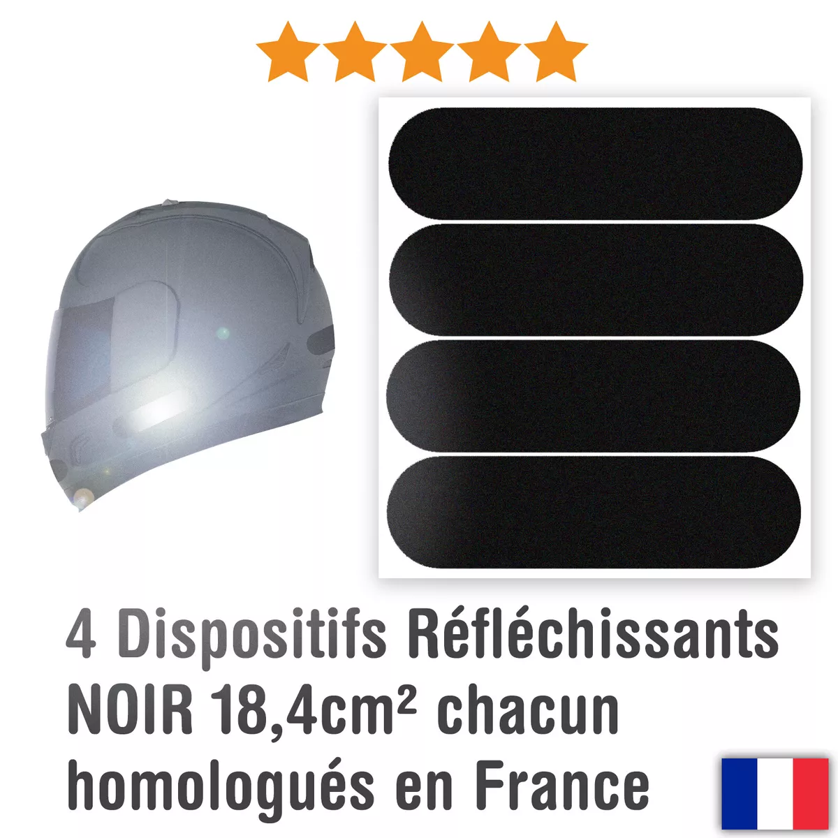 4 Pegatinas Reflectante para Casco Moto : Estándar Homologación Francesa