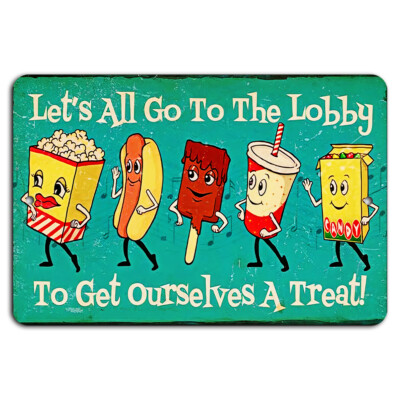 Lets All Go To The Lobby Sign Vintage Movie Theater Decor