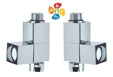 Straight Square Chrome Modern Heated Towel Rail Rad Radiator Valves 15mm TSRV4
