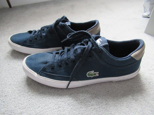 Lacoste Mens Navy Blue Canvas Trainers Summer Shoes Size 9/43