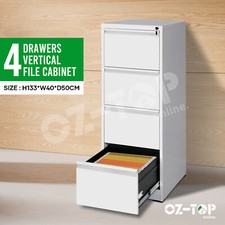 File Cabinet Steel Office Storage Furniture White Locking Unit 4 Drawer