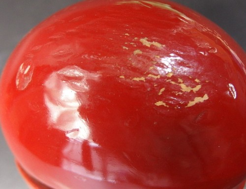 bwd2402 JAPANESE BUDDHIST MOKUGYO WOODEN FISH DRUM RED 12.6cm Width VINTAGE - Picture 10 of 17