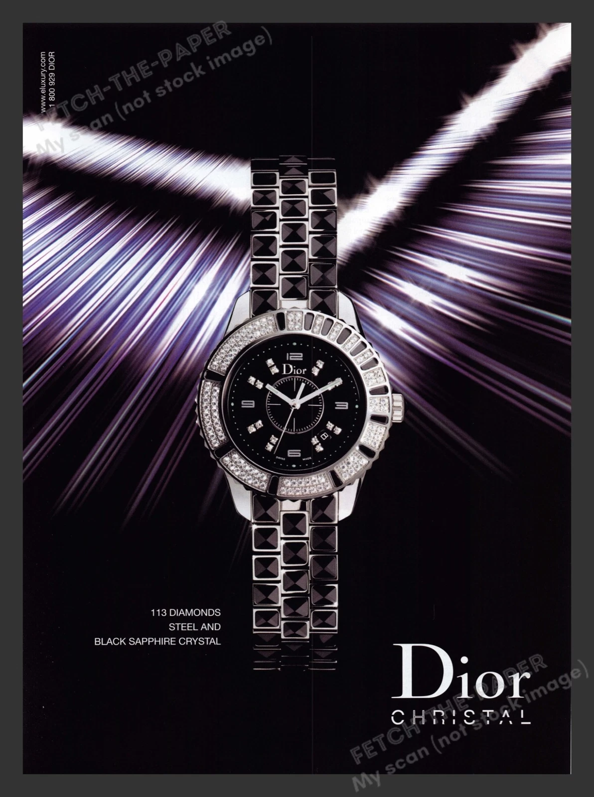 Publicité imprimée montres Dior Christal saphir noir années 2000 2006