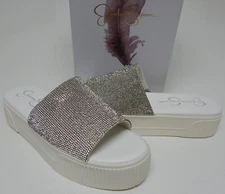 Jessica Simpson Ezira Size US 8.5 M EU 39 Women's Platform Slide Sandals Silver