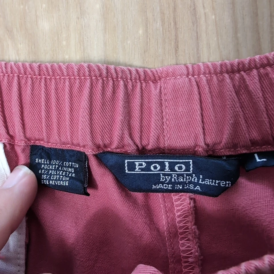 Vtg Polo Ralph Lauren Shorts Mens 37x9" Chino Made in the USA Samon Pink Stretch - Image 2 of 4